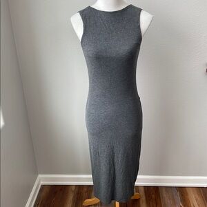 Gray Sleeveless Ribbed Bodycon Maxi Dress